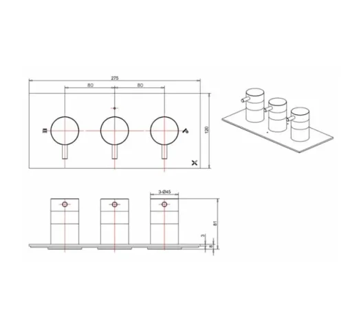 Crosswater Mpro 3 Handle Trimset (must Be Paired With Wlbp2001r+) Brushed Brass detail view - Image 3