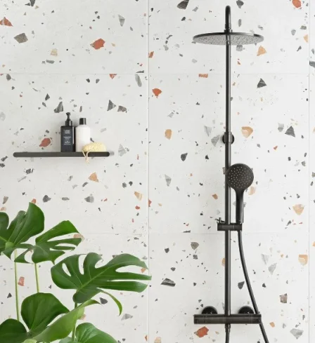 Vado Individual Nebula Adjustable Thermostatic Round Shower Column Brushed Black detail view - Image 3