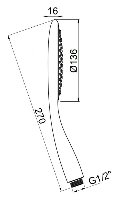 Crosswater Svelte Shower Handset Chrome technical drawing - Image 2