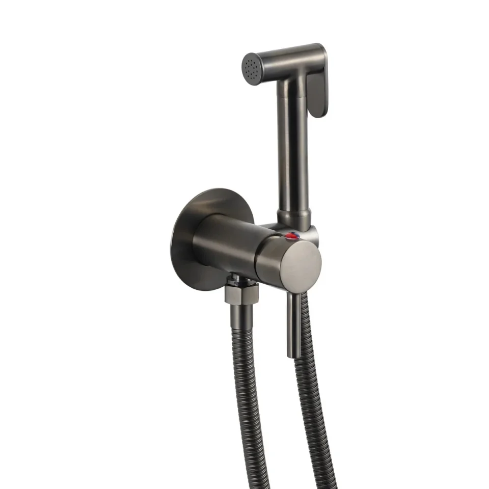 Just Taps Kono Single Lever Douche Set For Cold And Hot Operation Brushed Black product image - Image 1