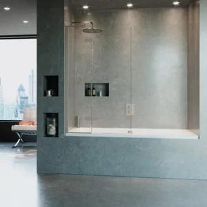 Crosswater Optix 10 Hinged Bath Screen With Inline Panel 90 Left Handed Brushed Stainless