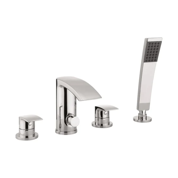Crosswater Flow Bath Shower Mixer 4 Hole With Kit Deck Mounted Chrome