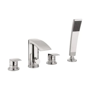 Crosswater Flow Bath Shower Mixer 4 Hole With Kit Deck Mounted Chrome