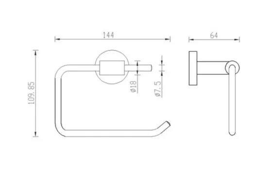 Just Taps Inox Toilet Paper Holder technical drawing - Image 2