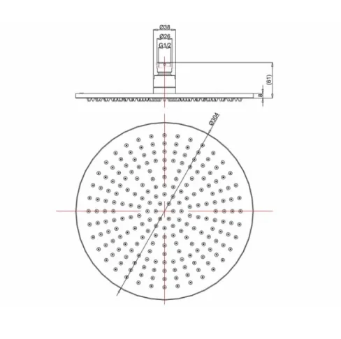 Crosswater Mpro Fixed Head 300mm Brushed Brass detail view - Image 6