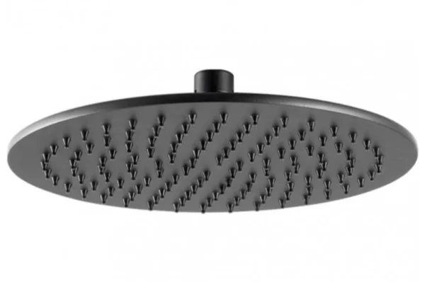Just Taps Vos Round Shower Head 200mm Matt Black