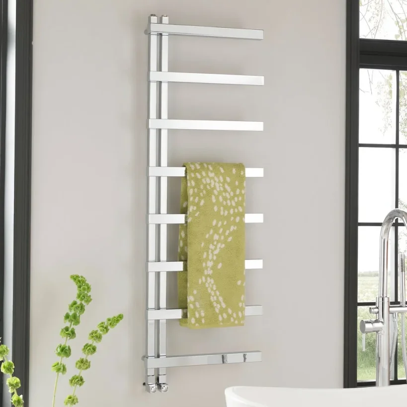 Vogue Keys II Towel Radiator Heating Only - Chrome 1080X500 product image - Image 1