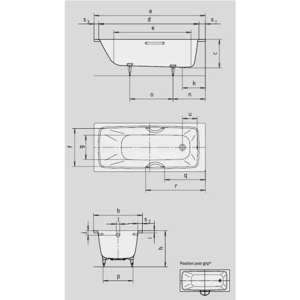 Kaldewei Cayono 1700 X 700mm No Tap Hole Bath (excl. Feet) detail view - Image 4