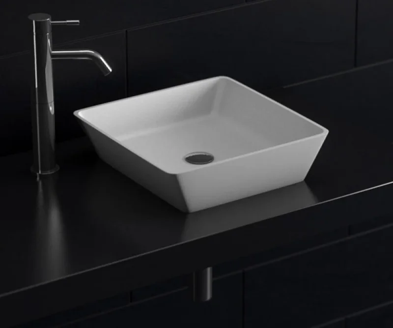 StoneKAST Quadratto Sit On Basin Matt White 380x380mm product image - Image 1