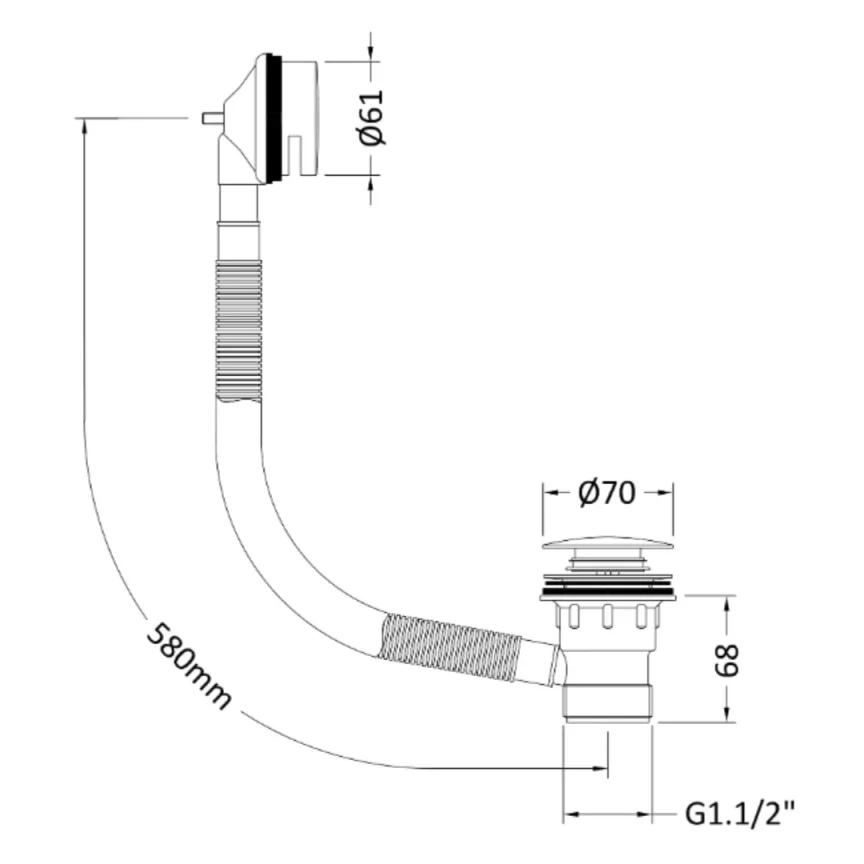 Bc Designs Push Down Concealed Bath Waste Brushed Chrome detail view - Image 2