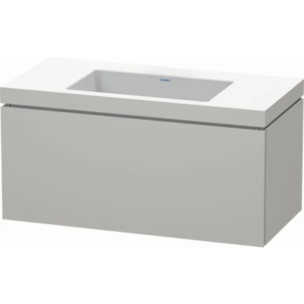 Duravit L-Cube 1000mm Vanity Unit with Inset Basin and 2 Drawers Concrete Matt Grey