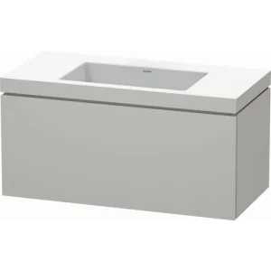 Duravit L-Cube 1000mm Vanity Unit with Inset Basin and 2 Drawers Concrete Matt Grey