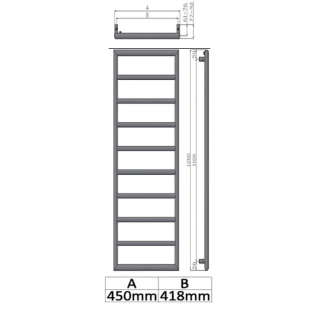 Reina Nardo Designer Radiator - 1200 X 450 technical drawing - Image 2