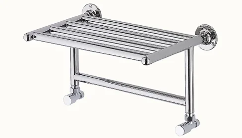 Vogue Solo Br Towel Radiator Heating Only - Chrome 263X500 detail view - Image 2