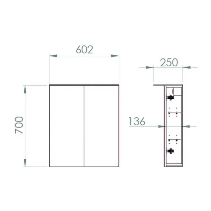 Saneux Austen 60cm 2 Door Electric Mirror Cabinet - Matte Iron Grey detail view - Image 4
