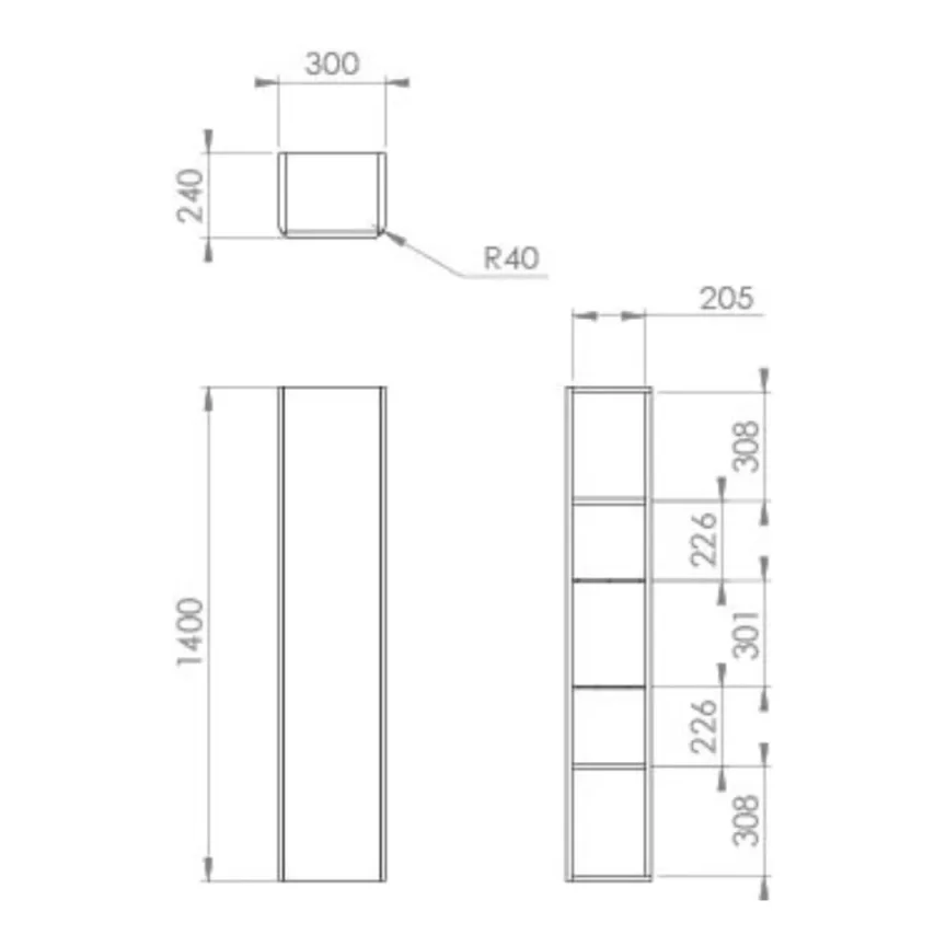 Saneux Hyde 30x140cm Side Unit - Matte Fiord detail view - Image 6