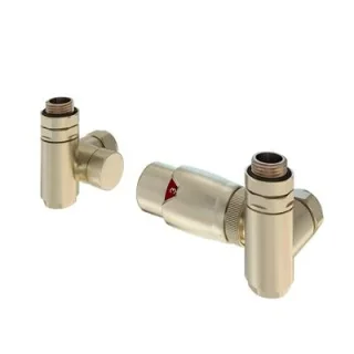 Eastbrook 15mm Corner Dual Fuel Trv & Lockshield Valve Brushed Brass