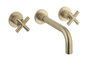 Crosswater Mpro Crosshead Basin 3 Hole Set Wall Brushed Brass