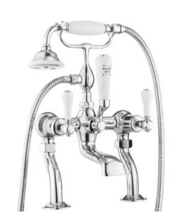 Crosswater Belgravia Lever Bath Shower Mixer Deck Mounted Chrome White Lever