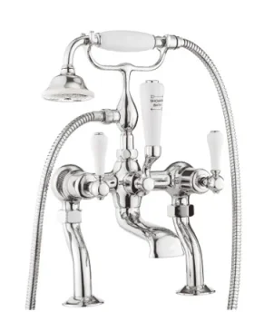 Crosswater Belgravia Lever Bath Shower Mixer Deck Mounted Chrome White Lever