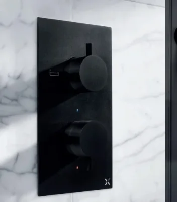 Crosswater Crossbox Mpro 1 Outlet Trim & Levers Matt Black detail view - Image 2