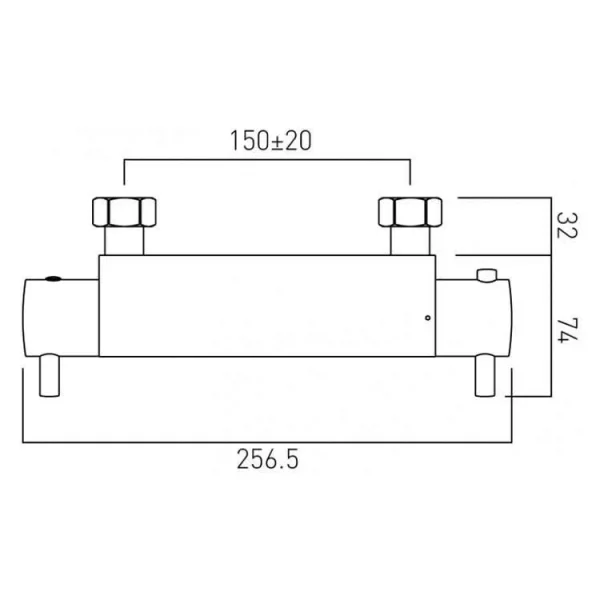 Vado Celsius 1/2" Exposed Thermostatic Shower Valve Chrome technical drawing - Image 3