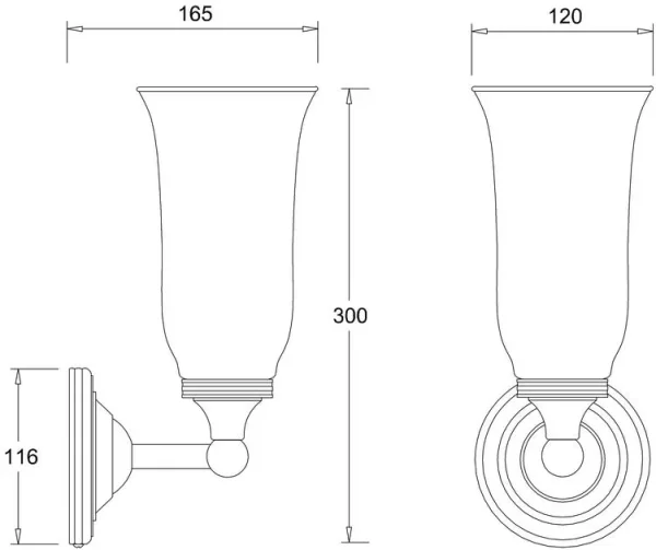 Burlington Round Base, Vase Clear Glass Shade - Chrome technical drawing - Image 2