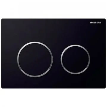 Geberit Omega20 Round Flush Plate For Dual Flush - Black With Gloss Chrome Detail