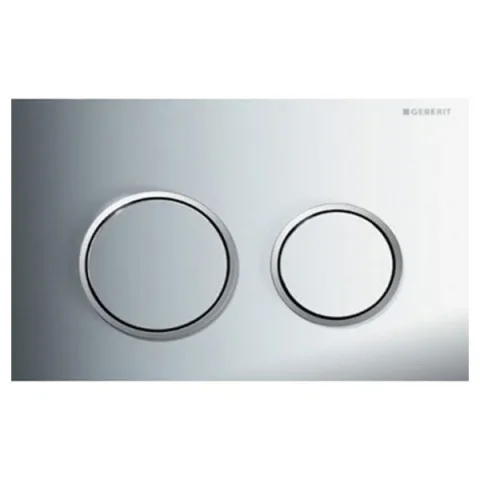 Geberit Omega20 Round Flush Plate For Dual Flush - Gloss Chrome With Matt Chrome Detail product image - Image 1
