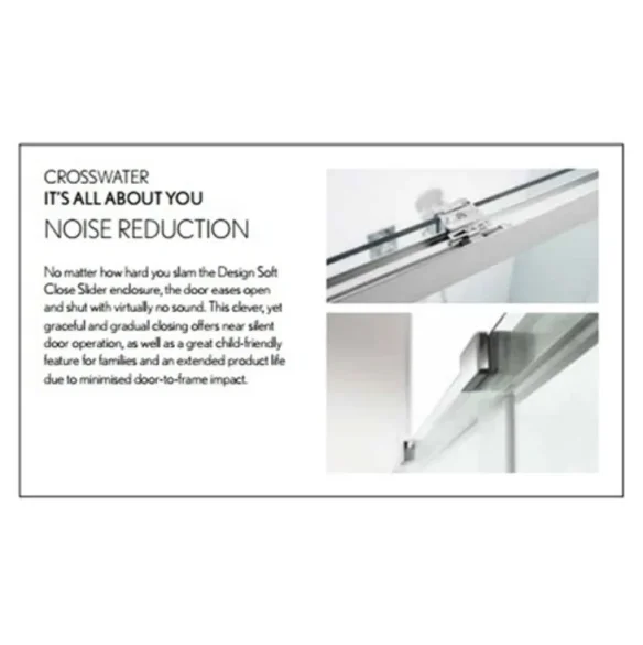 Crosswater Design 8 Soft Close Sliding 8mm Shower Door 1400mm Silver detail view - Image 6