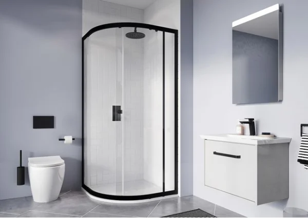 Crosswater Clear 6 Quadrant Single Door 1000 X 800 Matt Black