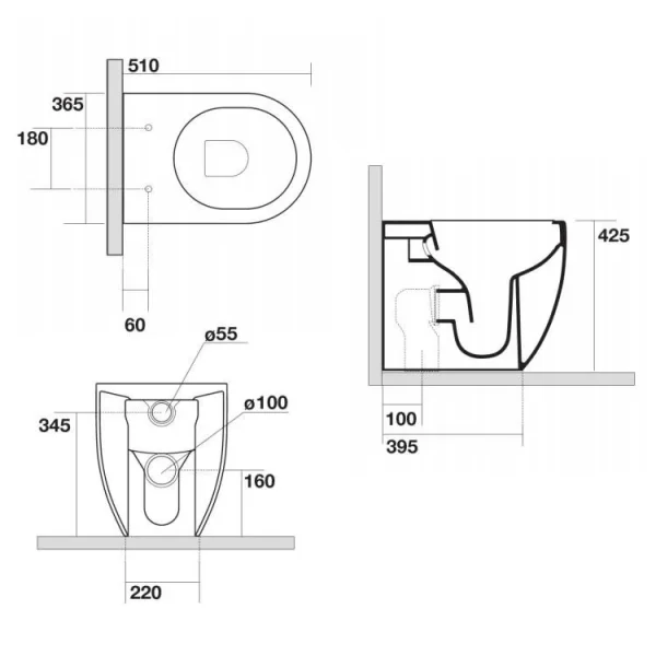 Crosswater Glide Ii Back To Wall Toilet Rimless 52 Matt White detail view - Image 7
