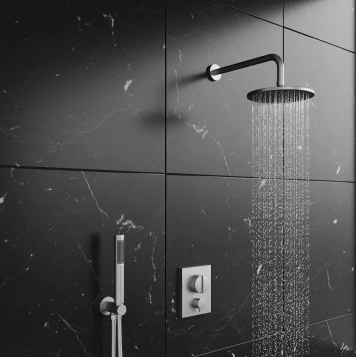 Crosswater Crossbox Push Mpro 2 Outlet Trim & Levers Stainless Steel Effect detail view - Image 3