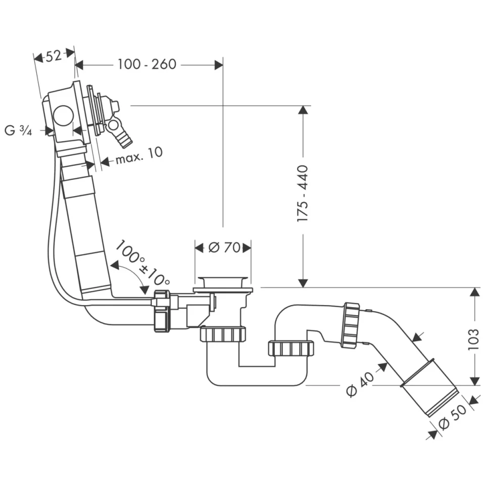 Hansgrohe Xx Exafill Basic Set For Normal Bath Tub detail view - Image 3