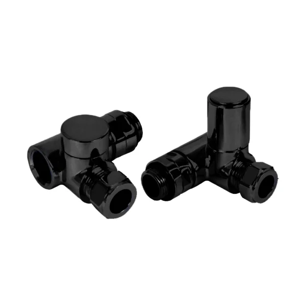 Ava Dual Fuel Corner 1/2 Radiator Valves Black