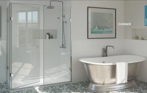 Shower Lab View 32 Standard-sliding Door + Fixed Panel + Two Return Panel 1540 - 1620 X 867 - 887 X 2000