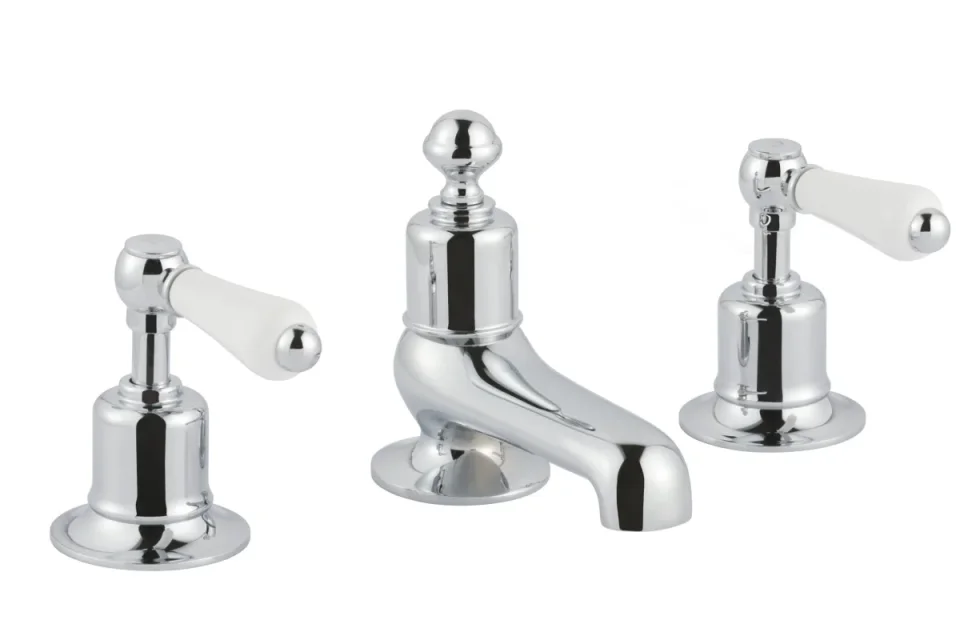 Just Taps Grosvenor Lever Three Hole Deck Mounted Basin Mixer Chrome product image - Image 1