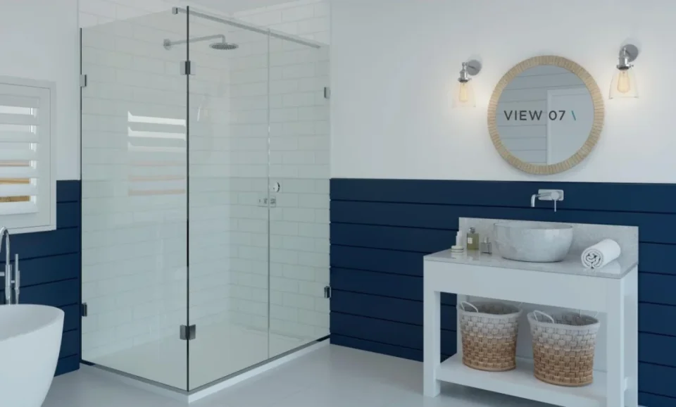 Shower Lab View 07 Standard-door + Inline Panel + Return Panel 1373-1381 X 869-889 X 2000 product image - Image 1