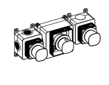 Ava Purity 3 Way 3 Handle Thermostatic Valve W/ Flanges - Polished Stainless Steel