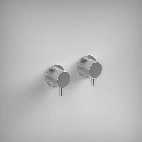 Ava Trend Hot & Cold Stop Valves W/ Flanges - Brushed Stainless Steel