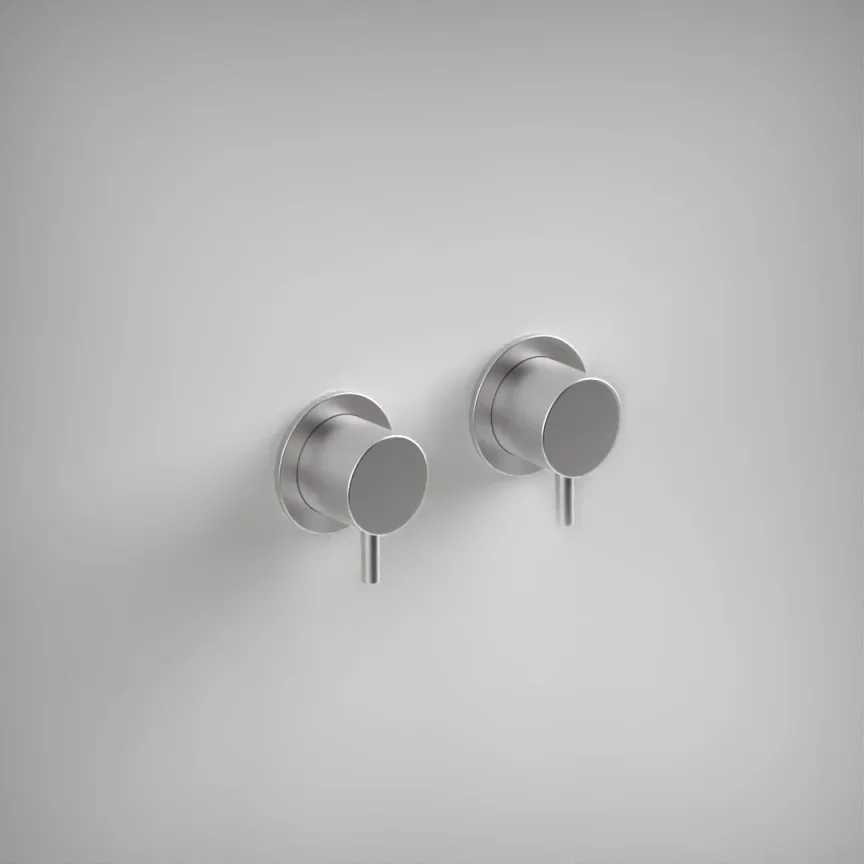 Ava Trend Hot & Cold Stop Valves W/ Flanges - Brushed Stainless Steel product image - Image 1