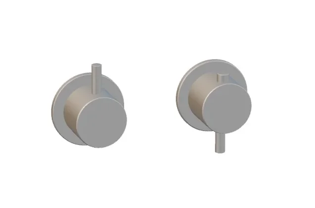 Ava Trend 1 Way 2 Handle Thermostatic Valve W/ Flanges - Brushed Stainless Steel detail view - Image 2