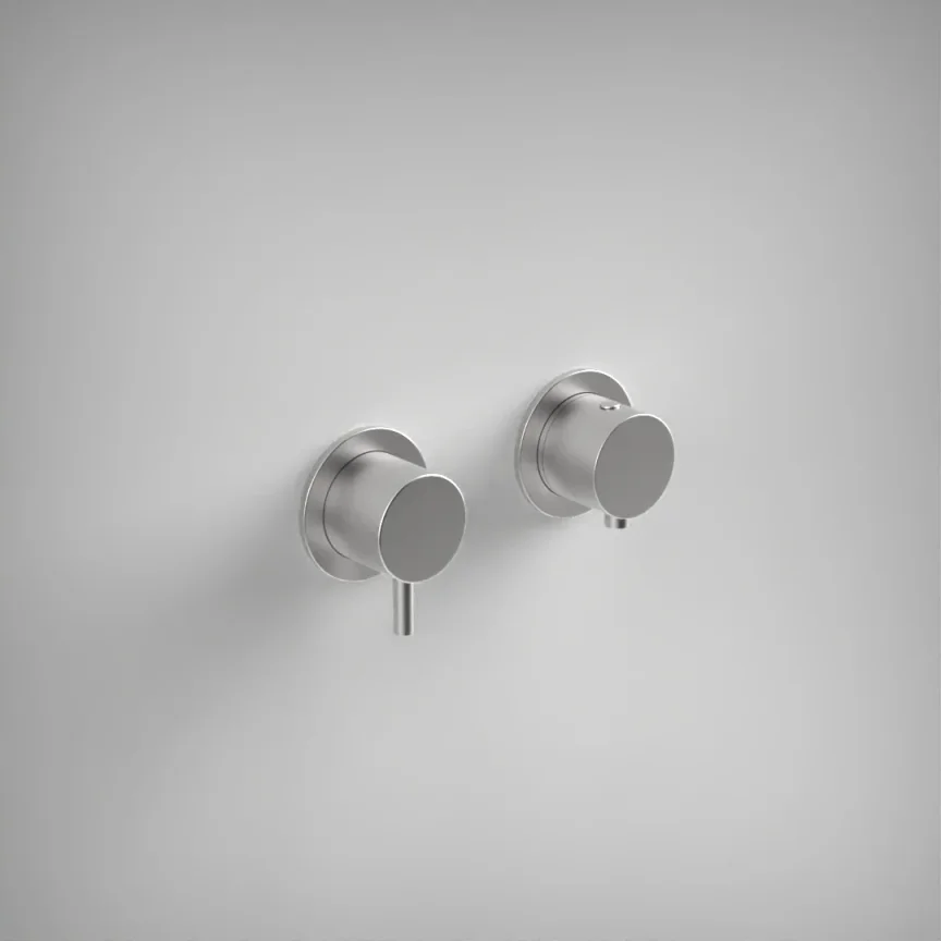 Ava Trend 1 Way 2 Handle Thermostatic Valve W/ Flanges - Brushed Stainless Steel product image - Image 1