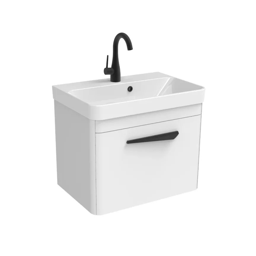 Saneux Hyde 55cm 1 Drawer Wall Mounted Unit - Matte White product image - Image 1