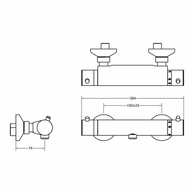 Crosswater Exposed Kai Thermo Shower Valve Chrome technical drawing - Image 3