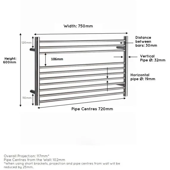 Jis Newick 750 600 X 750mm Radiator For Central Heating Polished Stainless Steel detail view - Image 3
