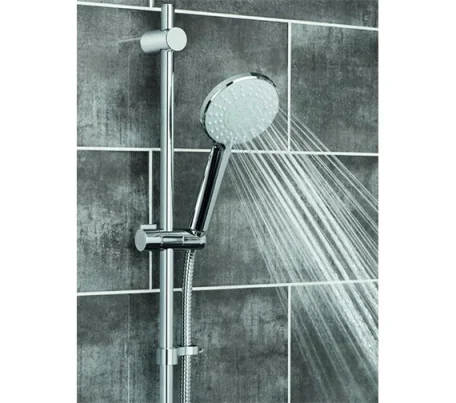 Vado Evolve Slide Rail Shower Kit With Round 4 Function Rub-clean Shower Handset With Pause Function, 680mm Slide Rail And 150cm Shower Hose Chrome detail view - Image 3