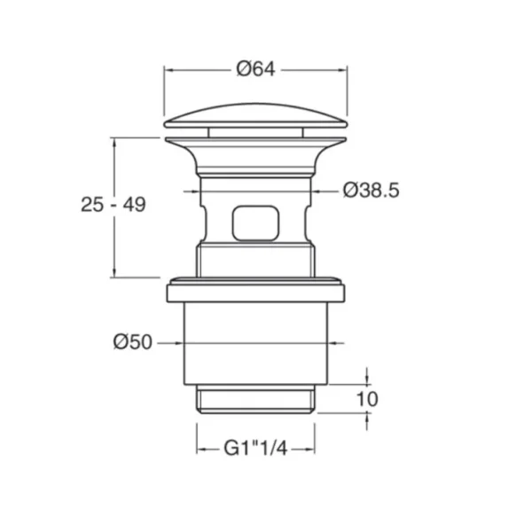 Crosswater Basin Click Clack Small 60 Chrome detail view - Image 3