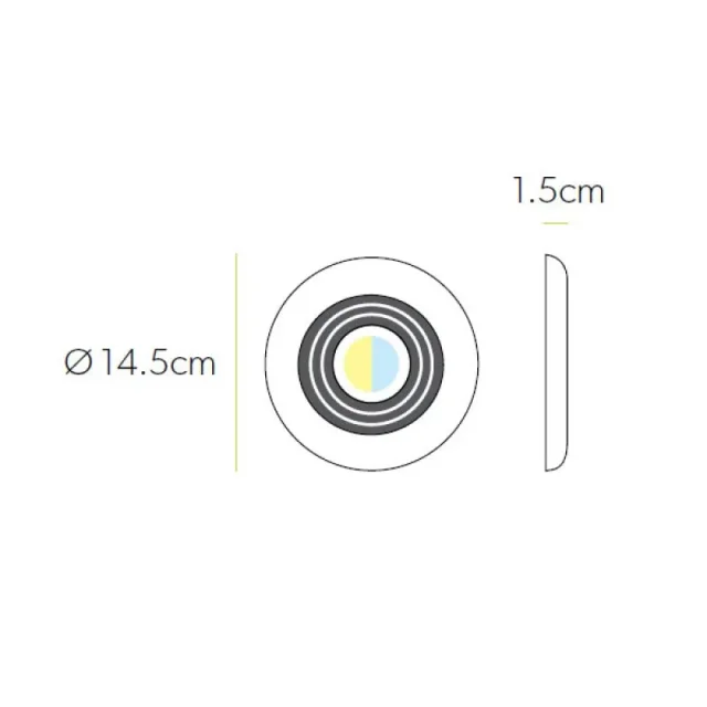 Hib Turbo Inline Fan, White - Warm White Led 14.5 X D1.5cm technical drawing - Image 2