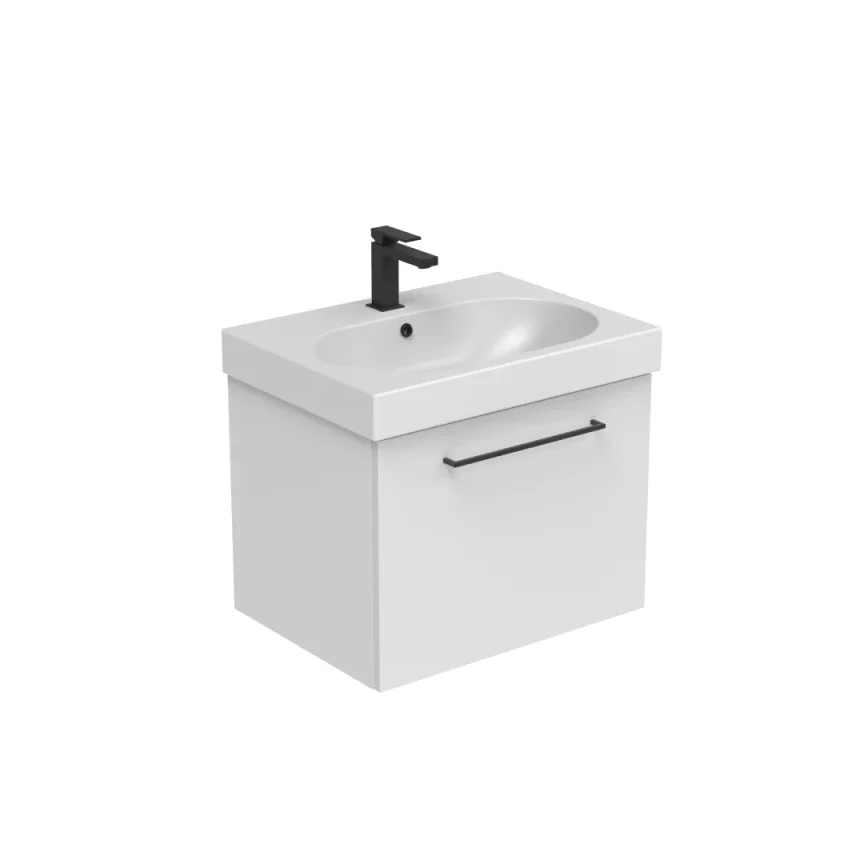 Saneux Austen 60cm 1 Drawer Wall Mounted Unit - Matte White product image - Image 1